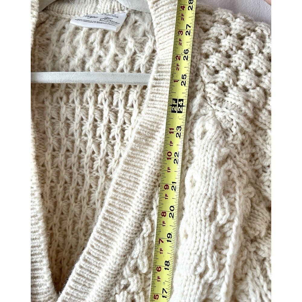 Forge House Ireland Men's 100% Wool Aran Cable Knit Cardigan Hand Loomed - Picture 3 of 7